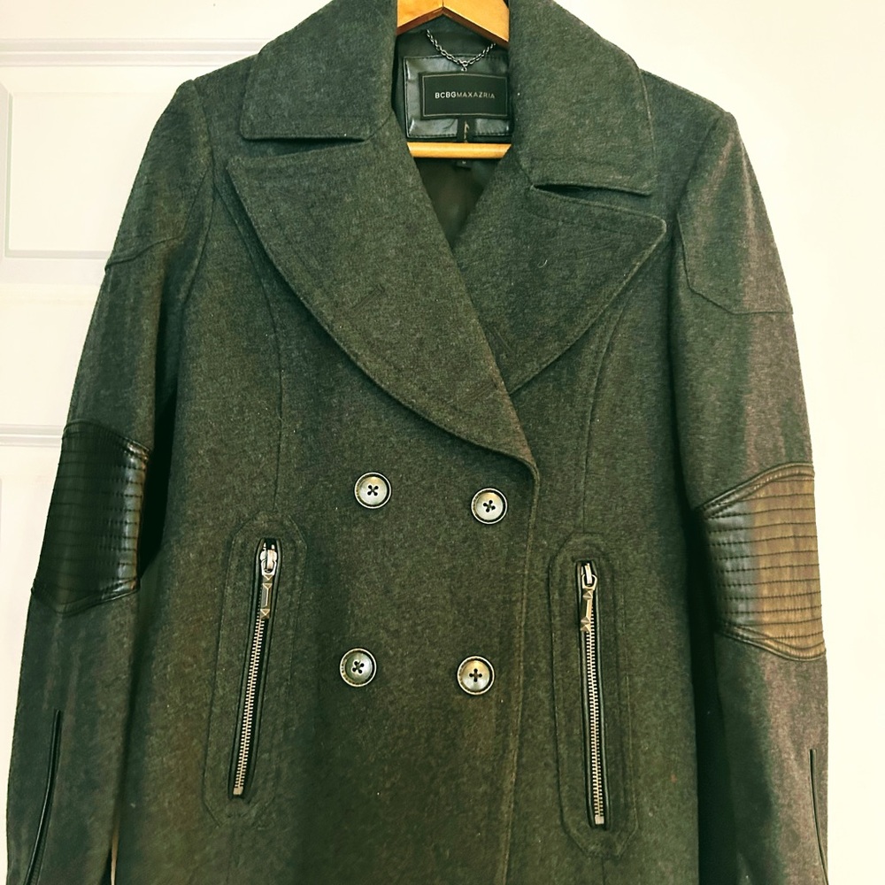 BCBGMaxAzria Gray Jean Jacket with Textured Elbows
